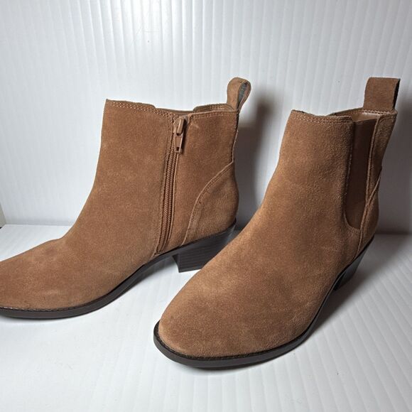 Vionic Shoes - Vionic Roseland Brown Suede Ankle Bootie Round Toe Zip Elastic Gore Women's 7 M
